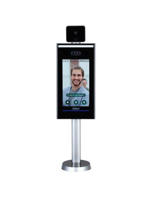 Control de Acceso Autónomo AV LCD táctil de Reconocimiento Facial+PIN+Tarjeta+Temperatura corporal y Pedestal sobremesa